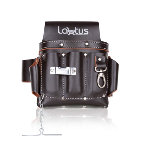 Bolsa de Herramientas de Cuero LAUTUS de 10 Bolsillos – Marrón Oscuro
