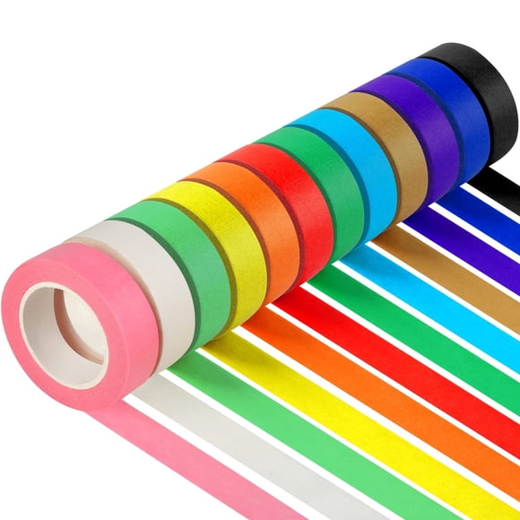 Cinta de Enmascarar Guirnd 12PCS de Colores 1.7cm x 12m