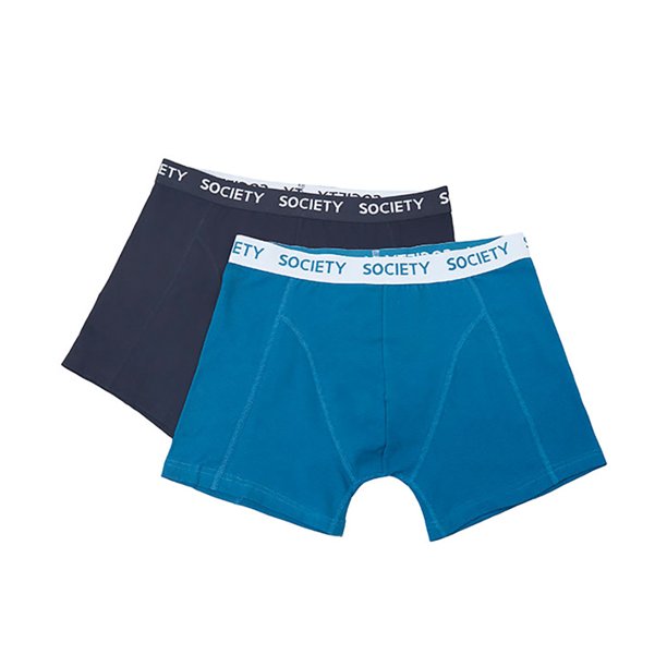 Bóxer Hombre Bipack Mix Liso Azul/Negro Corona