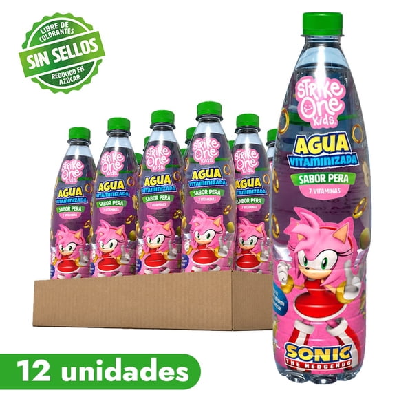 Amy Rose - Pera (500 ml). Agua Vitaminizada StrikeOne Kids 12 unidades.