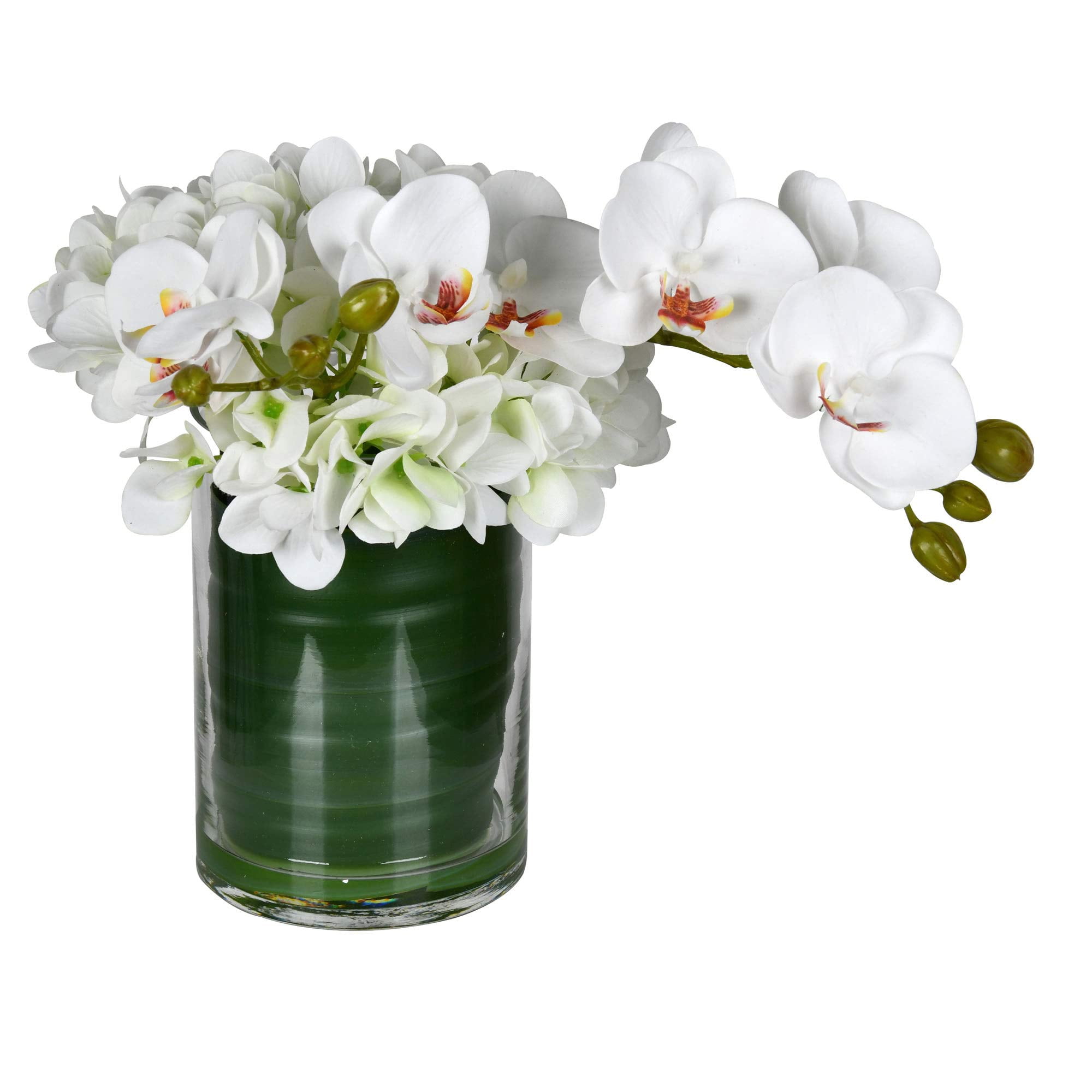 Orquídea Blanca Artificial Vickerman, Maceta De Vidrio De 11 Pulgadas