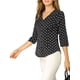 thumbnail image 5 of INSPIRE CHIC Blusa de Mujer para Regreso a Clases Cuello en V Mangas 3/4 Estampado de Lunares y Corazones con Botones al Frente Negro 2XL, 5 of 7