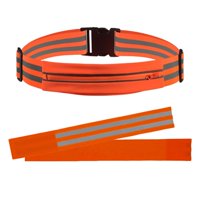Magideal - Cinturón Reflectante, Riñonera Para Correr, Cinturón Elástico Brillante, Correa De Seguridad Reflectante Para Caminar Y Acampar , Naranja, 1 Cinturón 1 Cinturón Y 2 Brazaletes