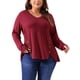 thumbnail image 1 of GRACE & GRANDEUR Ropa de Halloween para Mujer Tallas Grandes Blusa de Manga Larga con Cuello en V, Ajuste Suelto con Botones Decorativos y Dobladillo Irregular L Burdeos, 1 of 7
