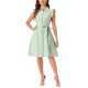 thumbnail image 1 of INSPIRE CHIC Vestido Camisero de Mujer Regreso a Clases Mangas Cortas Cuello en Punta Cinturón Botones Vestido Medio Verde Salvia L, 1 of 6