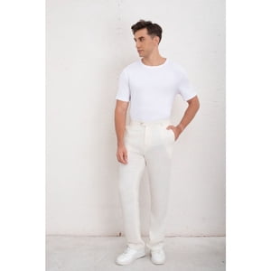 Likeshop - Pantalon Clasico Hombre Algodon Casual Tipo Lino Liso 6011