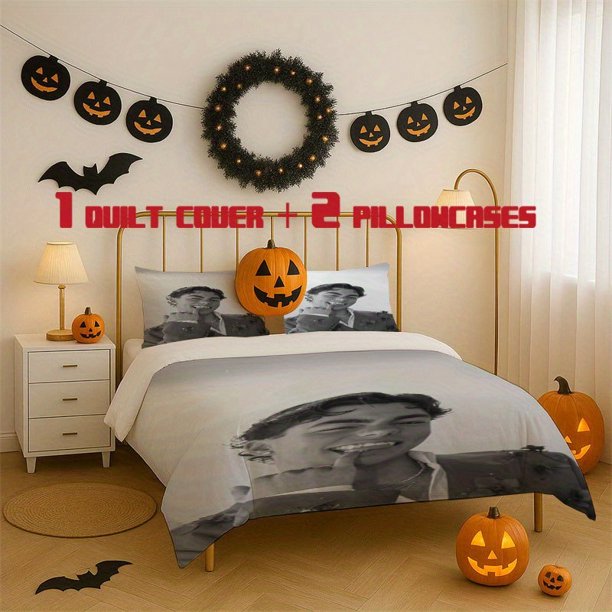 3pcs MalachiBarton Confident Smile 3pcs Printed Bedding Set Soft Duvet Cover with 2 Pillowcases All Season Comfort