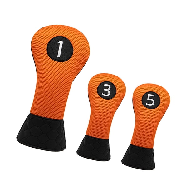 Cubiertas Para Cabezas De Madera De Golf, Cubiertas Para Cabezas De Madera Para Adultos, Suministros De Entrenamiento De Golf 1 3 5 Naranja