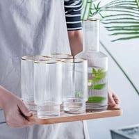 Santú Home & Deco - Jarra De Vidrio Y 4 Vasos Estilo Europeo Dorado