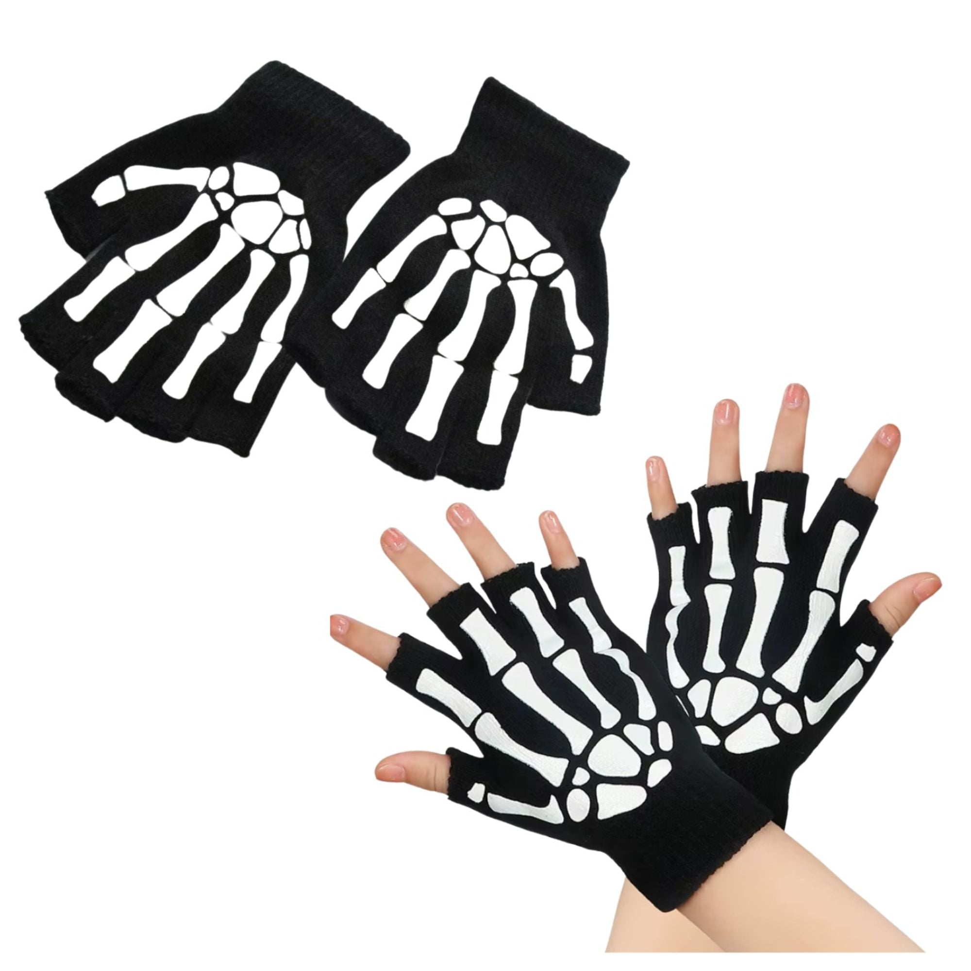 Ekolmac - Guantes Sin Dedo Estilo Calavera Para Hombres Y Mujeres