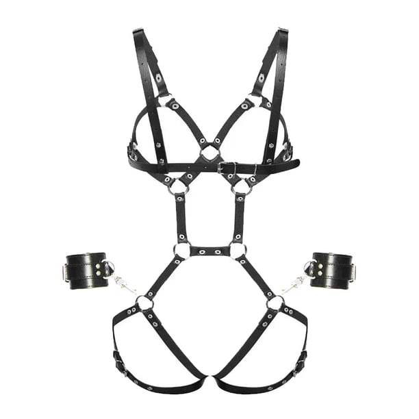 BDSM Body Bondage Bra Garter Stocking Cage Belts Gothic Leather Harness Set Women Sexy Lingerie Erotic Thigh Suspenders Fetish