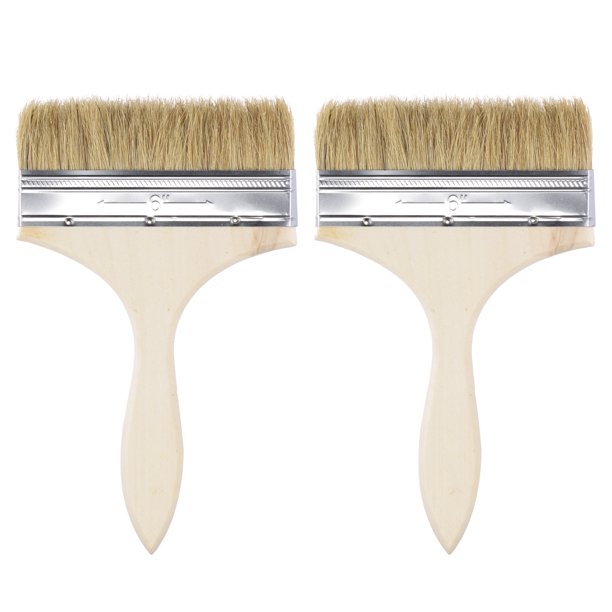 Uxcell 5.5 pulgadas de Cerdas Naturales Borde Plano con Mango de Madera Brocha de Pintura 2 Paquetes