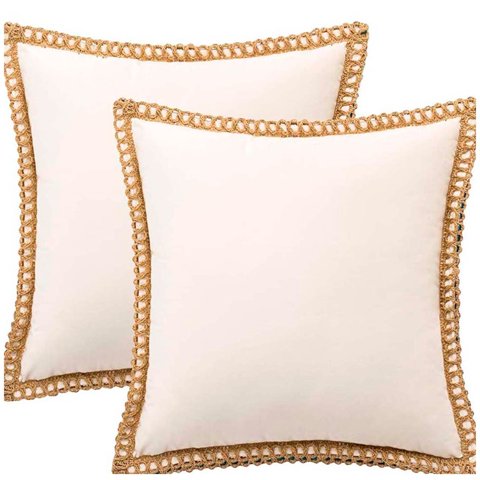 Wyj Hogar - Pack De 02 Fundas De Cojin Con Detalles En Yute 45X45 Cm Md01