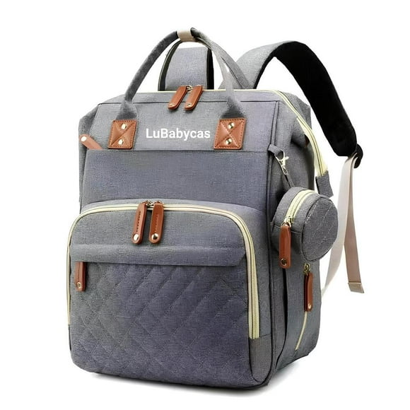 Mochila Maternal Impermeable Con Monedero Gris LuBabycas