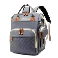 Mochila Maternal Lubabycas Impermeable Con Accesorios Gris