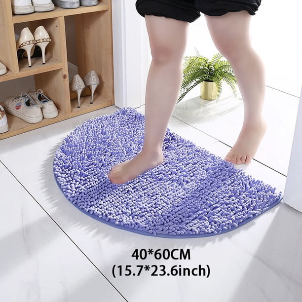 1pc Soft and Comfortable Chenille Semicircle Shaggy Rug for Bathroom and Bedroom - Anti-Skid and Absorbent Carpet for Toilet and Household - Durable Floor Mat for Home Decor and Comfort