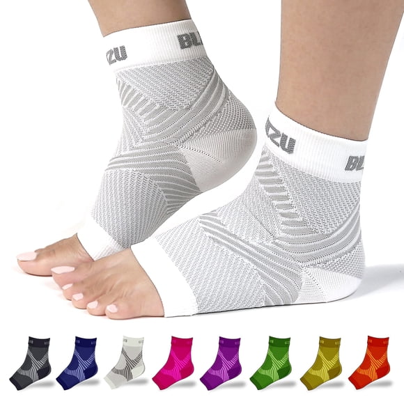Calcetines de compresión BLITZU para fascitis plantar blancos S-M