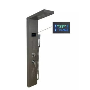 Aquatrend - Columna De Ducha Con Panel Digital De Temperatura Color Plateado