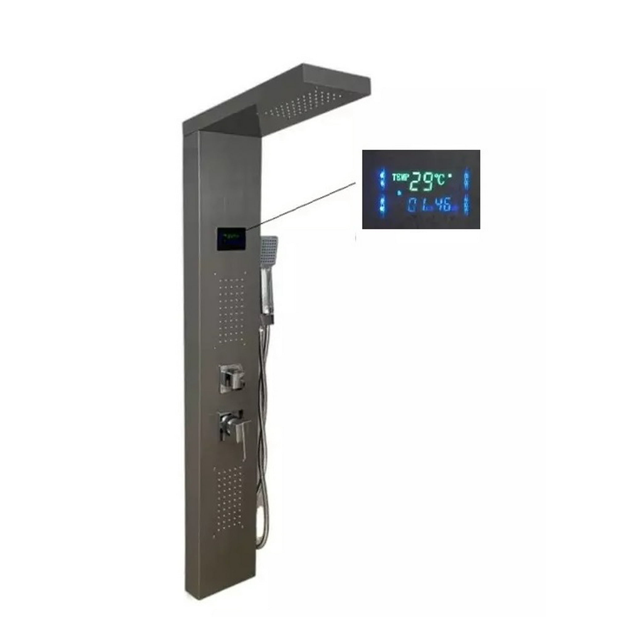 Aquatrend - Columna De Ducha Con Panel Digital De Temperatura Color Plateado