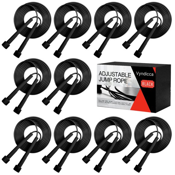 Set de 10 Cuerdas para Saltar Vyndicca PVC Ajustables 2.85 m Negras