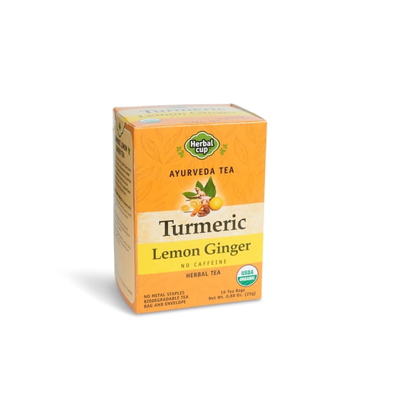 Té de hierbas, taza de hierbas, té de cúrcuma, ayurveda, limón y jengibre, 16 g