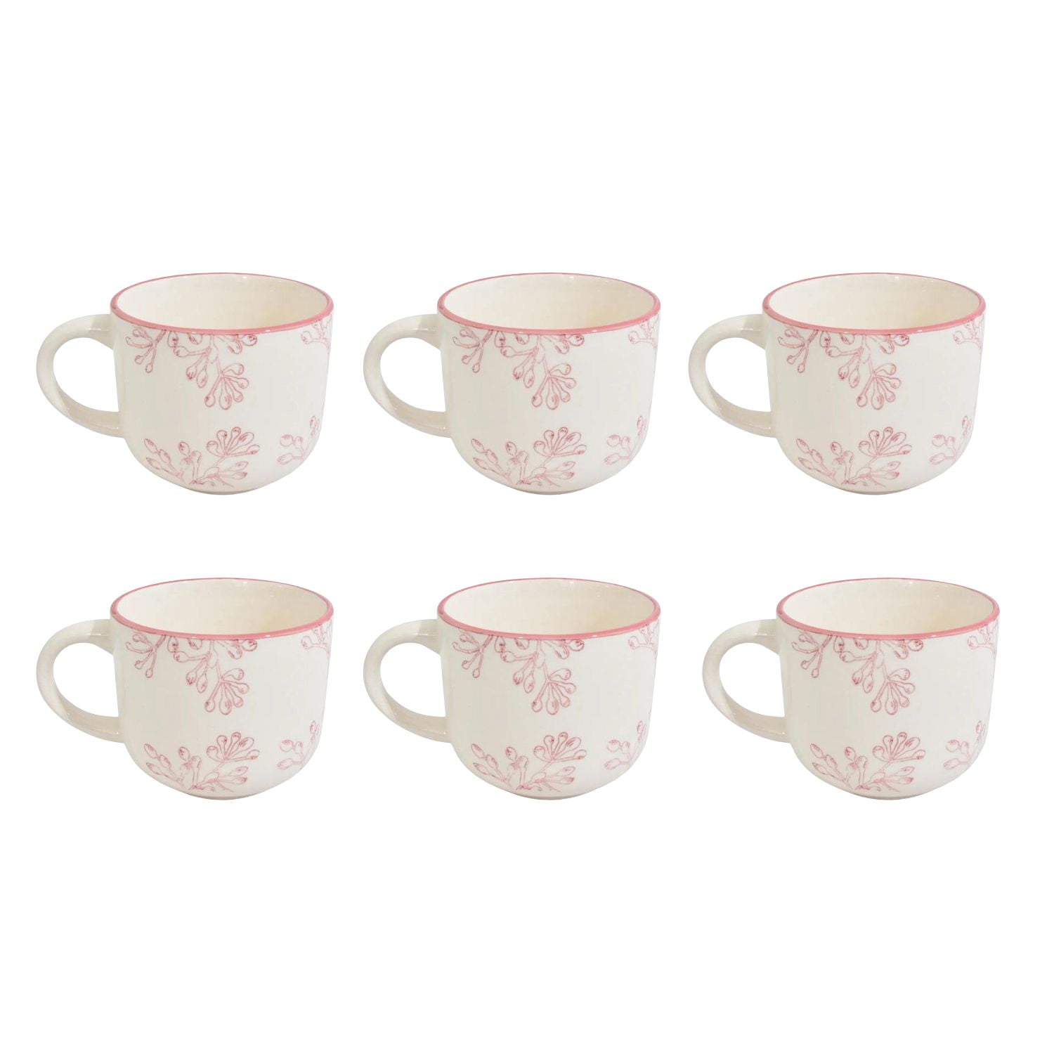 Disparo - Set 6 Tazas De Te 350ml Royal Borde Rose Menaje Cocina