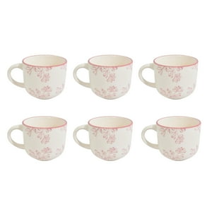 Disparo - Set 6 Tazas De Te 350Ml Royal Borde Rose Menaje Cocina
