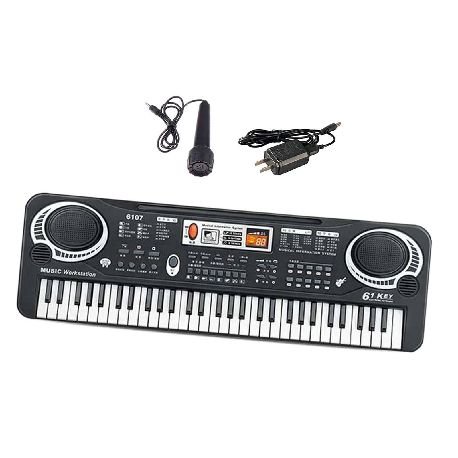 Magideal - Teclado De Piano Electrónico De 61 Teclas Que Interactúa Con La Familia Con Micrófono Juguete Educativo De Música Práctico Para Fiesta De Cumpleaños Negro