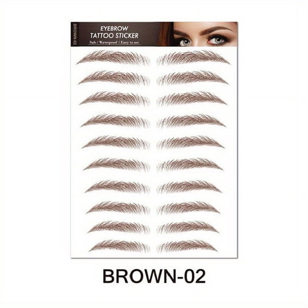 6D Eyebrow Tattoos Stickers Makeup Long Lasting Black Brown Eyebrow Sticker Hair-Like Waterproof Natural Fake Eyebrow Stickers For Brow Grooming Shaping