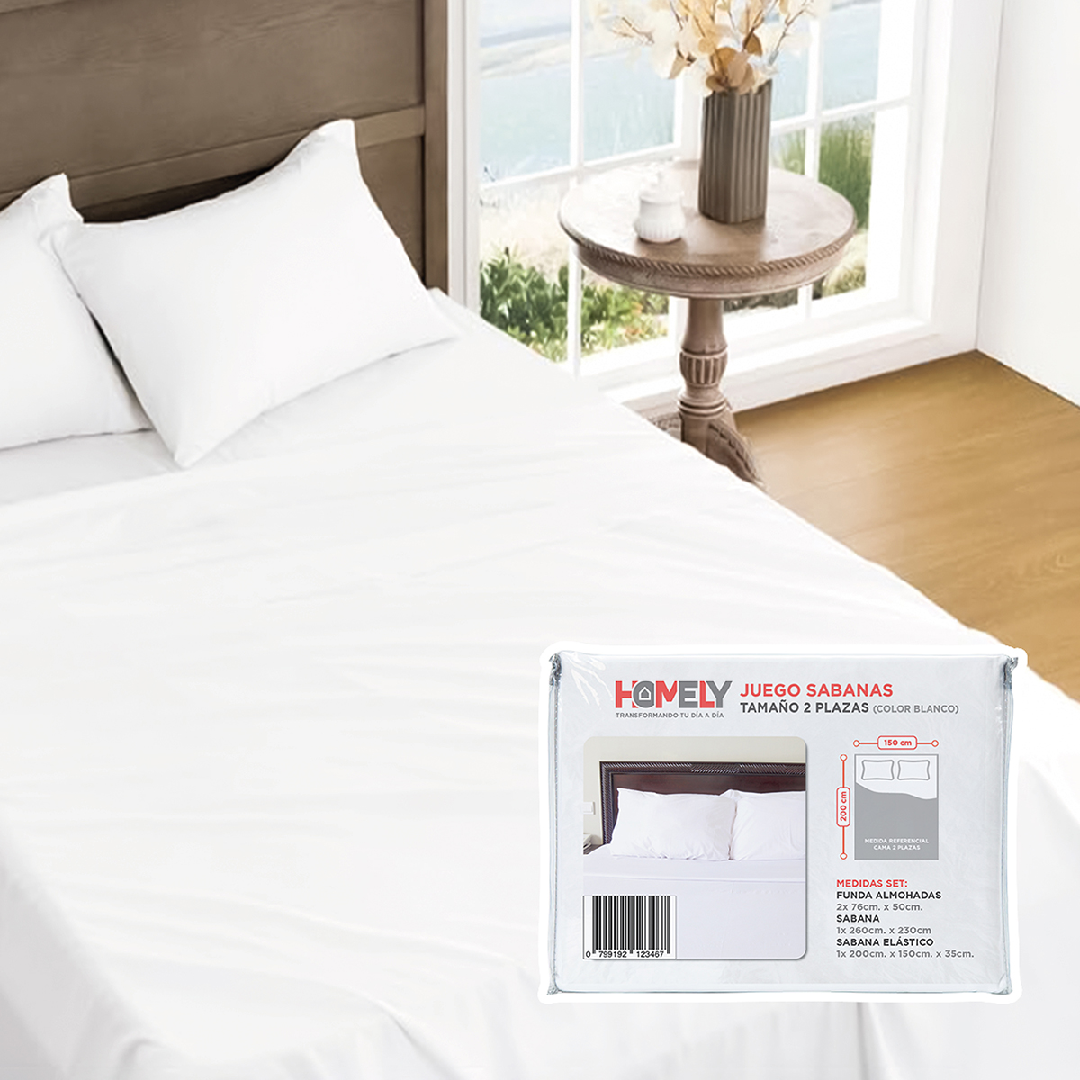 Juego De Sabanas 2 Plazas Homely 100 Gsm Suave 4 Piezas