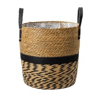 Magideal - Cesta Para Macetas De Suelo, Contenedor De Decoración, Cesta Para Flores, Contenedor De Almacenamiento Tejido Para Dormitorio, Jardín, Patio, , 21Cmx17Cm