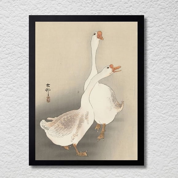 CUADRO DECORATIVO 35X45 ARTE JAPONÉS PAR DE GANSOS OHARA KOSON
