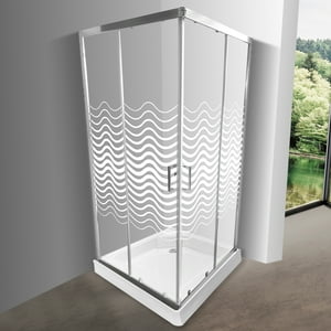 Shower Door Recto Elegant Joytek Líneas Curvas Con Receptáculo 90X90 Cm