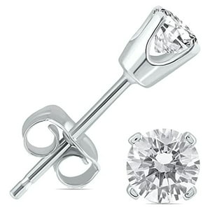 Aros Paris Jewelry 1/2 Carat 14K White Gold Round Solitaire Diamond Stud