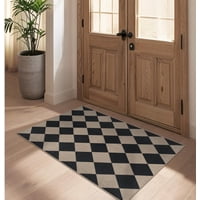 Alfombra Rugalia Easy Yute Con Entrada A Cuadros, 70 X 120 Cm, Color Negro