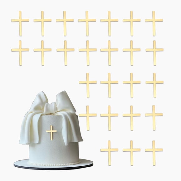 Cruz Acrílica Dorada Para Decoración De Tartas 4 5 Cm 1 5 Pulgadas 25 Unidades
