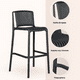 thumbnail image 5 of Pack de 4 Taburetes Altos Capri Polipropileno - Negro, 5 of 7