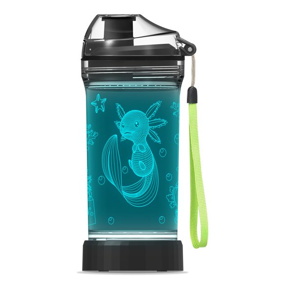 Botella OkiyiD 400 ml Axolote LED que Brilla en Tritan
