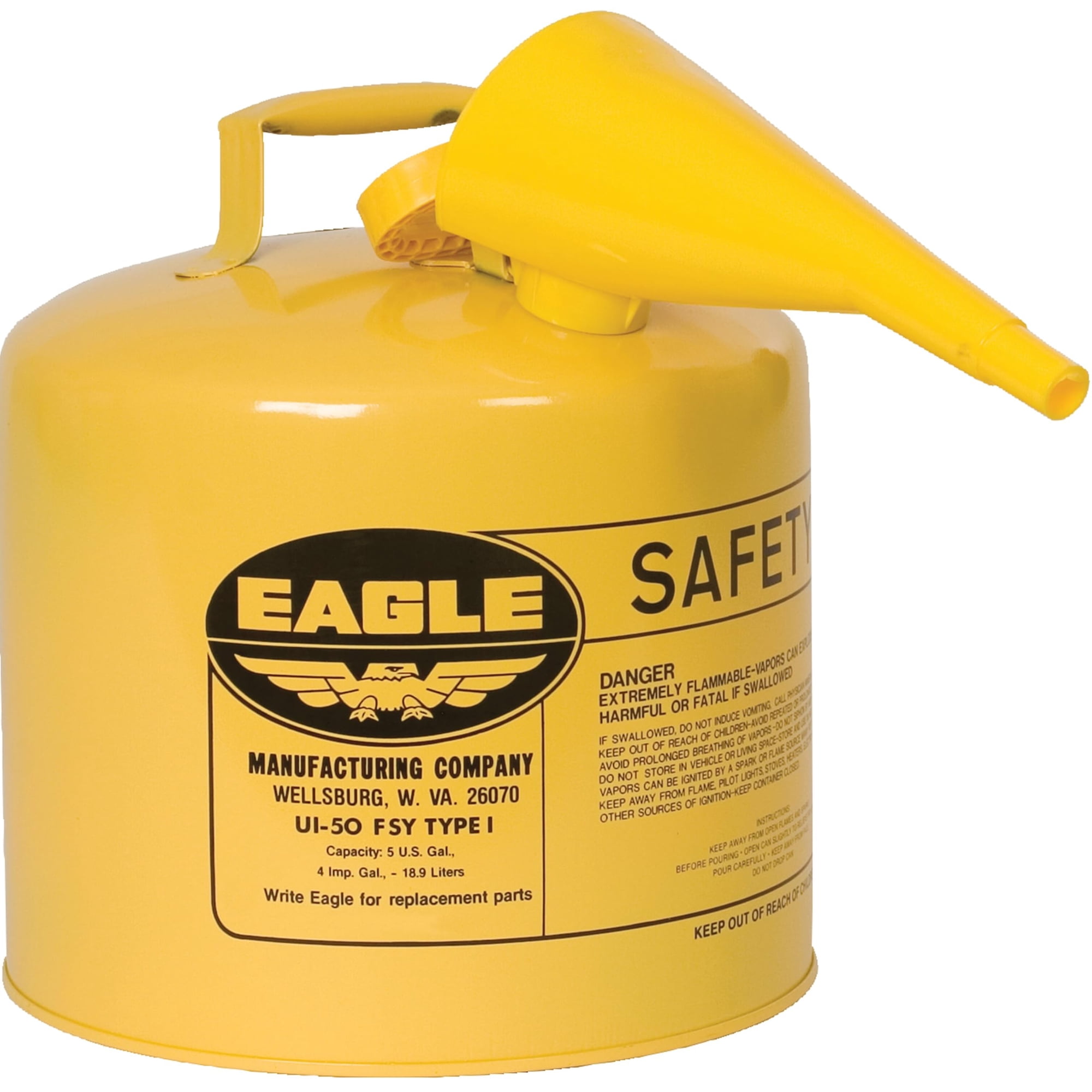 Bidón De Gasolina Eagle Type I Yellow Safety De 18,9 L Para Diésel