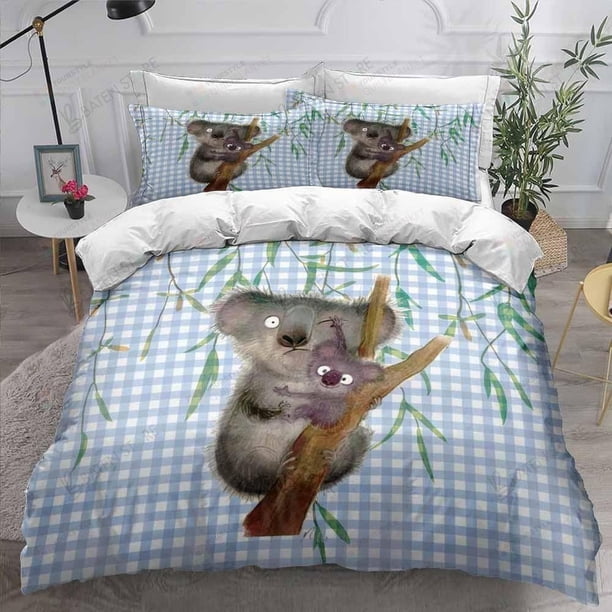 00 Lovely Cartoon Koala Great Gifts For Birthday Quilt Duvet Cover Set3-Piece Bedding Set