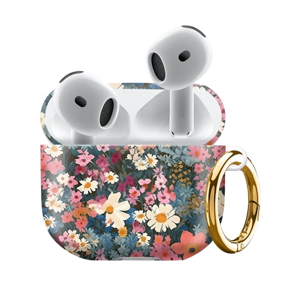 Funda LienWex para AirPod 4, suave con flores Gouache y llavero