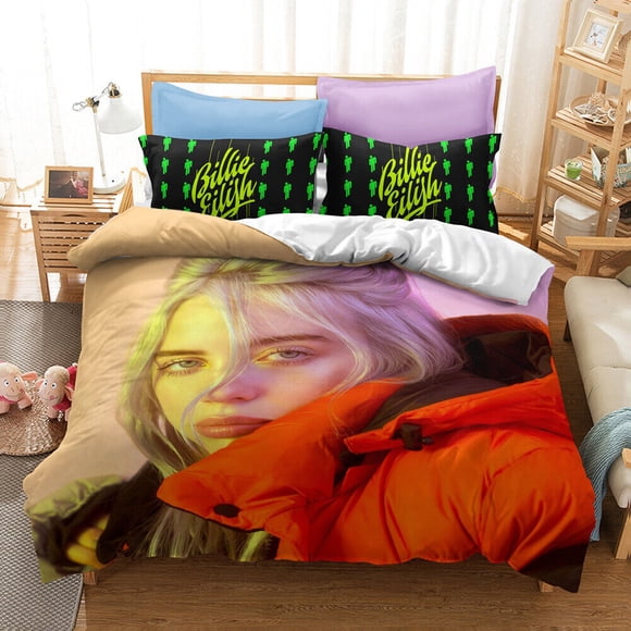 Billie Eilish Bedding Set Duvet Cover Set Bedroom Quilt Cover Pillowcase Gift3-Piece Bedding Set (1 Duvet Cover + 2 Pillow Shams)