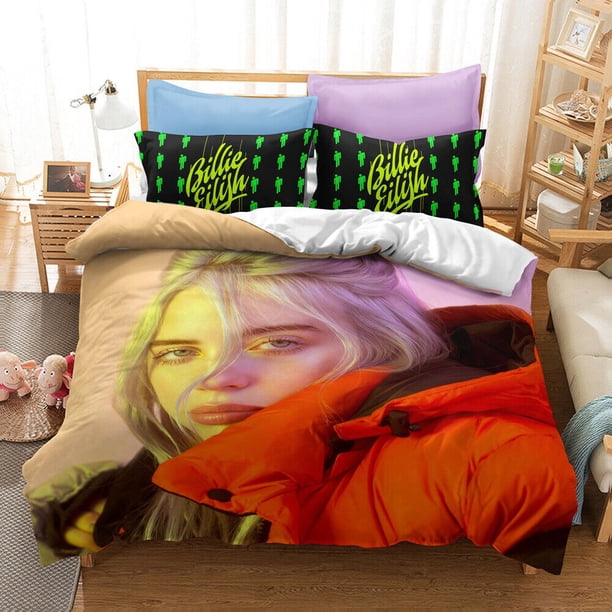 Billie Eilish Bedding Set Duvet Cover Set Bedroom Quilt Cover Pillowcase Gift3-Piece Bedding Set (1 Duvet Cover + 2 Pillow Shams)