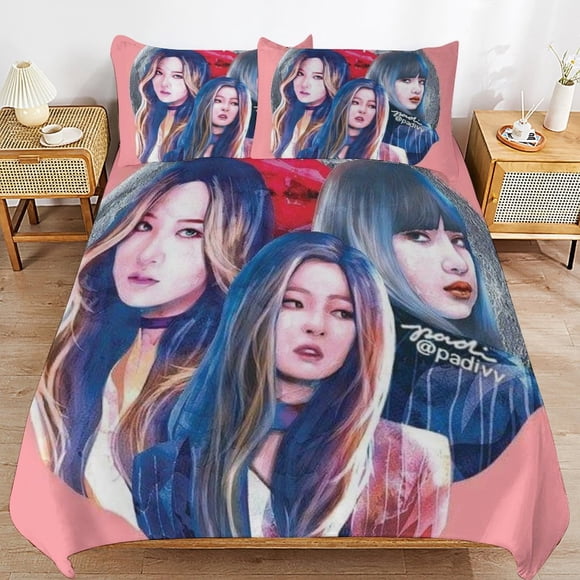 Blackpink Long Thread Comfort Soft Zipper Closure Functional Fit Bedding Duvet Cover Sets for Restful Sleep