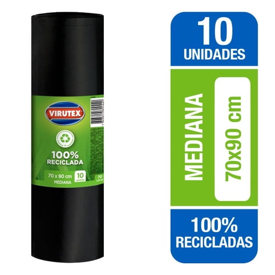 Bolsa De Basura Mediana 70x90 Cm 10 Un Virutex