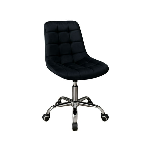 Silla De Escritorio Ergonómica Tapizada En Terciopelo Premium Modelo Oficina Roma - Negro