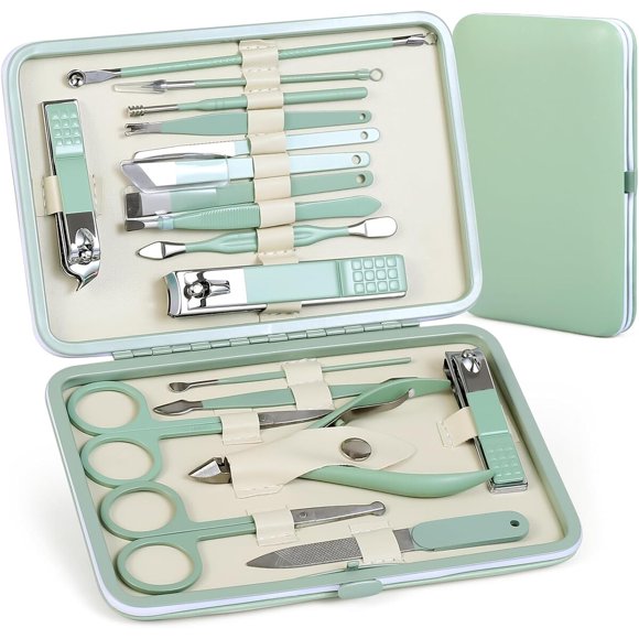 Set de Manicura y Pedicura QLNE de 18 Piezas de Acero Inoxidable