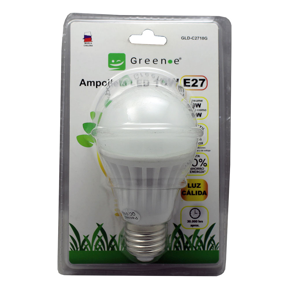 Green E - Ampolleta Led E27 Globo Cerámico 10W 220V Luz Cálida