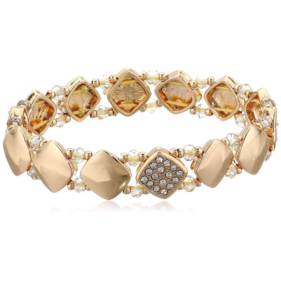 Pulsera Elástica Nine West con Cristales en Tono Dorado