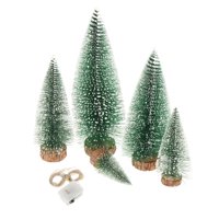 Magideal - De Navidad Artificial, Centro De Mesa Navideño En Miniatura, Base Estable, Nevado Con Luces Para Fiesta, Chimenea, Decoración Del Hogar 5 Uds.